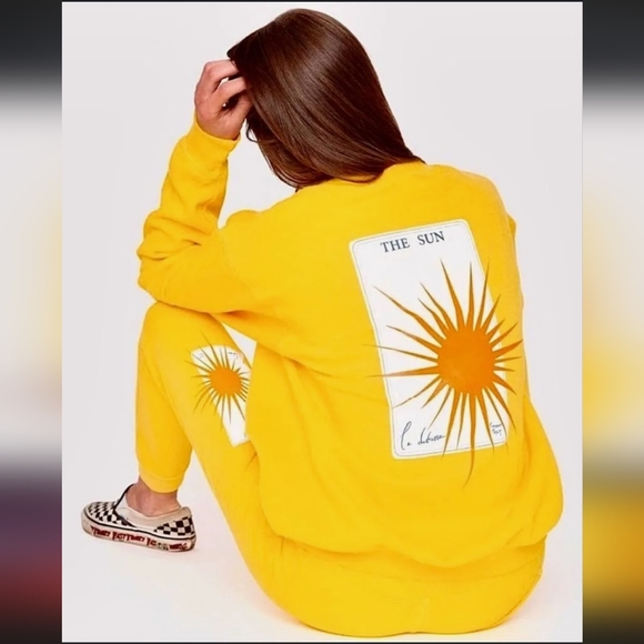 La Detresse The Sun Yellow Sweatshirt Sz L - Picture 1 of 7